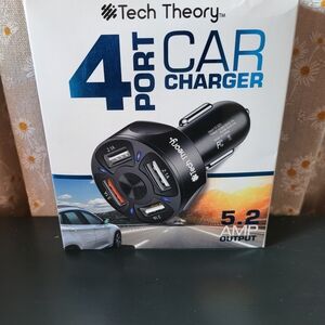 New Theory Black 4-Port Car Charger